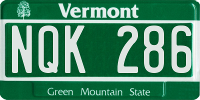 VT license plate NQK286