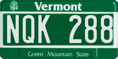 VT license plate NQK288