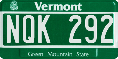 VT license plate NQK292
