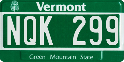VT license plate NQK299