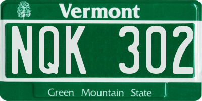 VT license plate NQK302