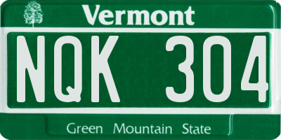 VT license plate NQK304