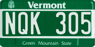 VT license plate NQK305