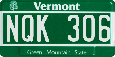 VT license plate NQK306