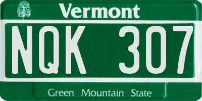 VT license plate NQK307