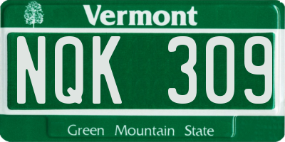 VT license plate NQK309