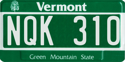 VT license plate NQK310