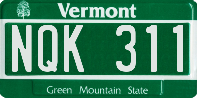 VT license plate NQK311