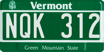 VT license plate NQK312