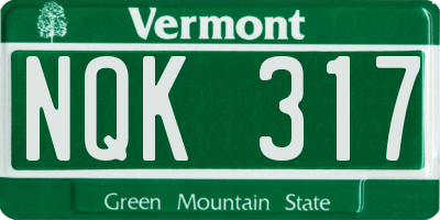 VT license plate NQK317