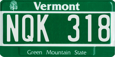 VT license plate NQK318