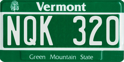 VT license plate NQK320