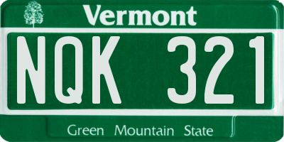 VT license plate NQK321