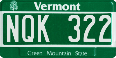 VT license plate NQK322