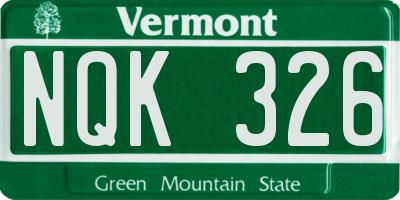 VT license plate NQK326
