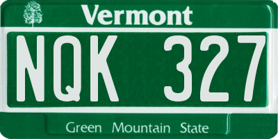 VT license plate NQK327