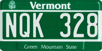 VT license plate NQK328
