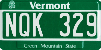 VT license plate NQK329