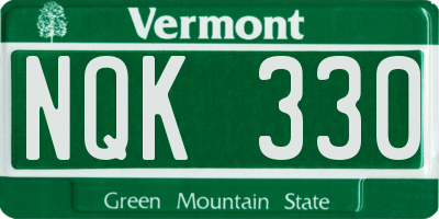 VT license plate NQK330