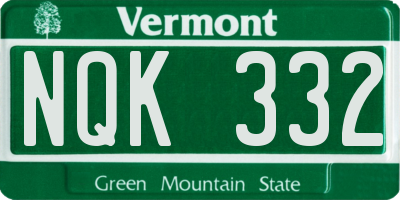 VT license plate NQK332