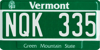 VT license plate NQK335