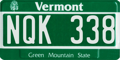 VT license plate NQK338