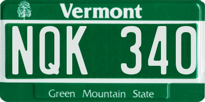 VT license plate NQK340