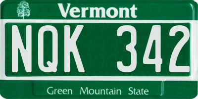 VT license plate NQK342