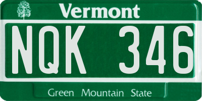 VT license plate NQK346