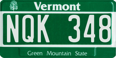 VT license plate NQK348