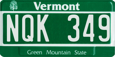 VT license plate NQK349