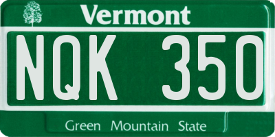 VT license plate NQK350