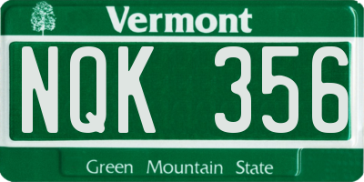 VT license plate NQK356