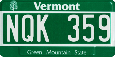 VT license plate NQK359