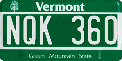 VT license plate NQK360