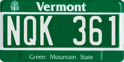 VT license plate NQK361