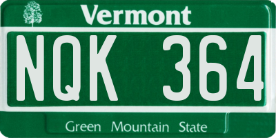 VT license plate NQK364