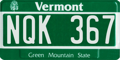 VT license plate NQK367