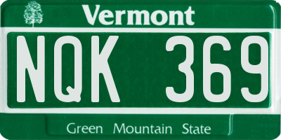 VT license plate NQK369