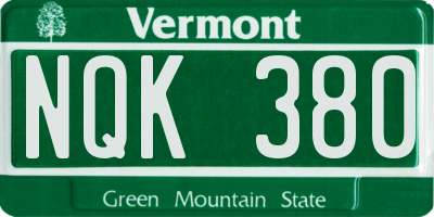 VT license plate NQK380