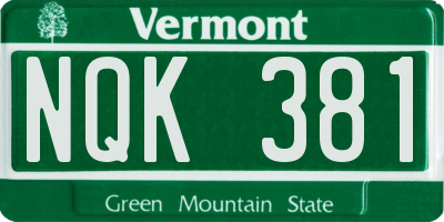 VT license plate NQK381