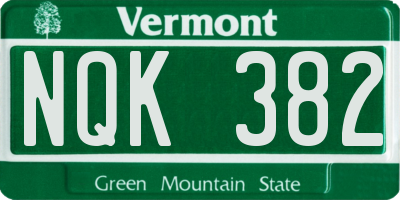 VT license plate NQK382