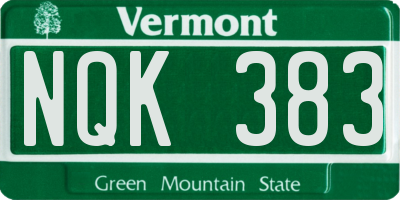VT license plate NQK383