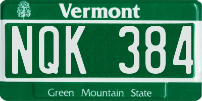 VT license plate NQK384