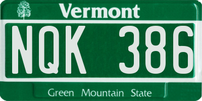 VT license plate NQK386