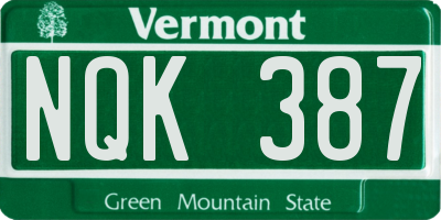 VT license plate NQK387
