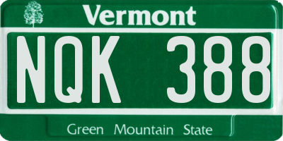 VT license plate NQK388