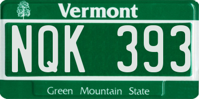 VT license plate NQK393