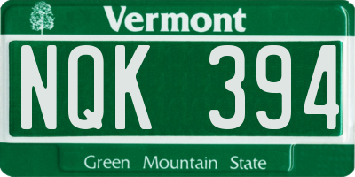 VT license plate NQK394