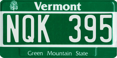 VT license plate NQK395